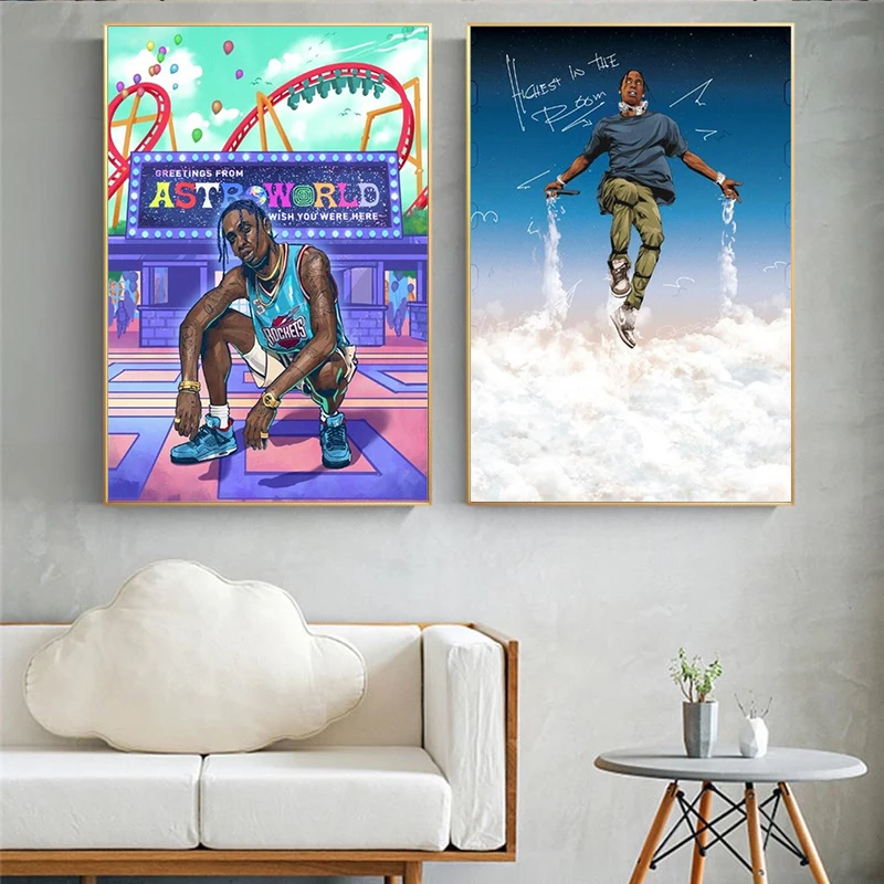 Hip-Hop Singer Travis Sccot In The Sky Cartoon Picture On Canvas Poster Painting Art Prints Wall Decoration For Living Room
Hip-Hop Singer Travis Sccot In The Sky Cartoon Picture On Canvas Poster Painting Art Prints Wall Decoration For Living Room