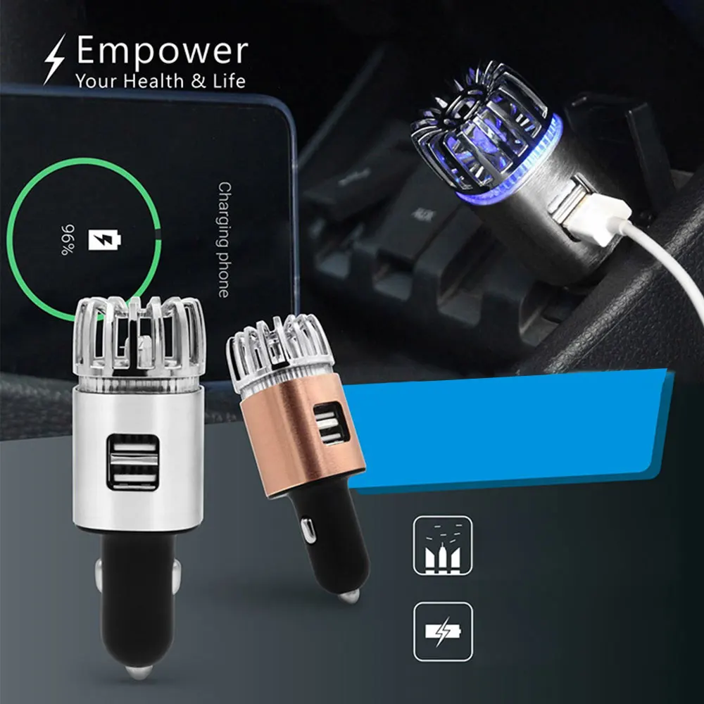 Автомобильный очиститель воздуха 2 в 1 ионизатор с двойным USB разъемом генератор