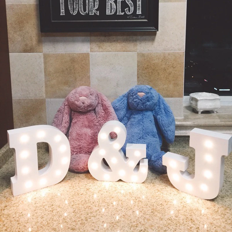 DIY Letter Symbol Sign Heart Plastic LED Lights Desk Decor 26 Letters Ornament For Wedding Valentine's Day Gift Home Decoration
DIY Letter Symbol Sign Heart Plastic LED Lights Desk Decor 26 Letters Ornament For Wedding Valentine's Day Gift Home Decoration