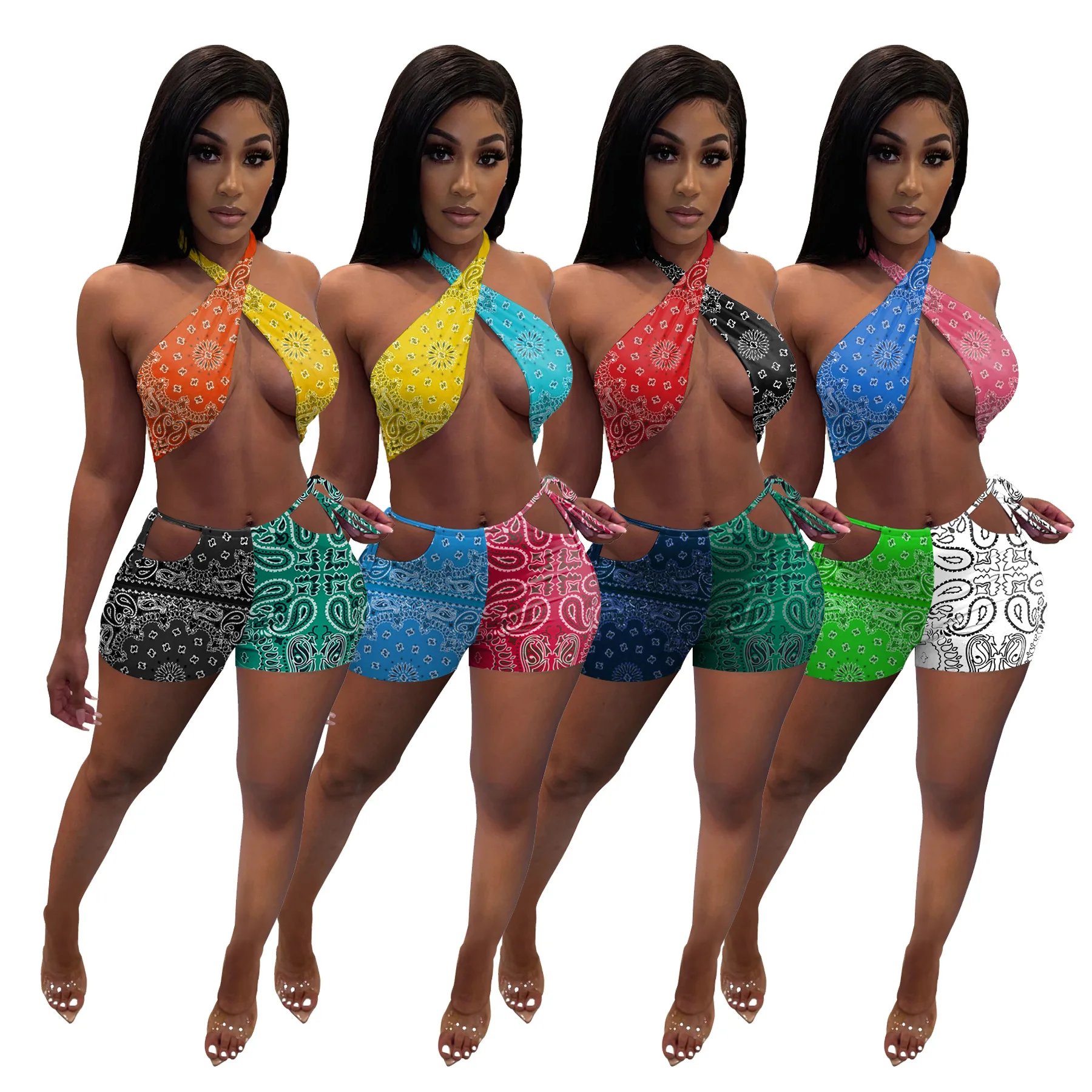 Sexy Print Colorful Swimsuit Bikini Halter Bra + Short Pants Backless Summer Beach Clothes For Women Outfit
Sexy Print Colorful Swimsuit Bikini Halter Bra + Short Pants Backless Summer Beach Clothes For Women Outfit