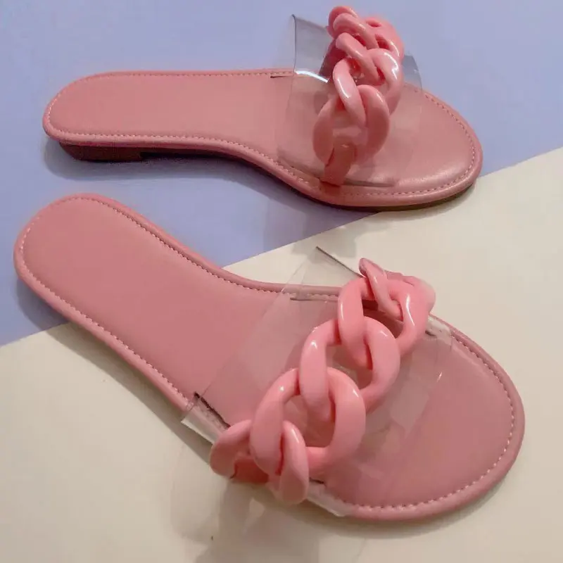 Summer Women Slippers Chain Flat Sandals Woman Transparent Slippers Plus Size 42 Outdoor Beach Slides 2021 New Female Shoes
Summer Women Slippers Chain Flat Sandals Woman Transparent Slippers Plus Size 42 Outdoor Beach Slides 2021 New Female Shoes