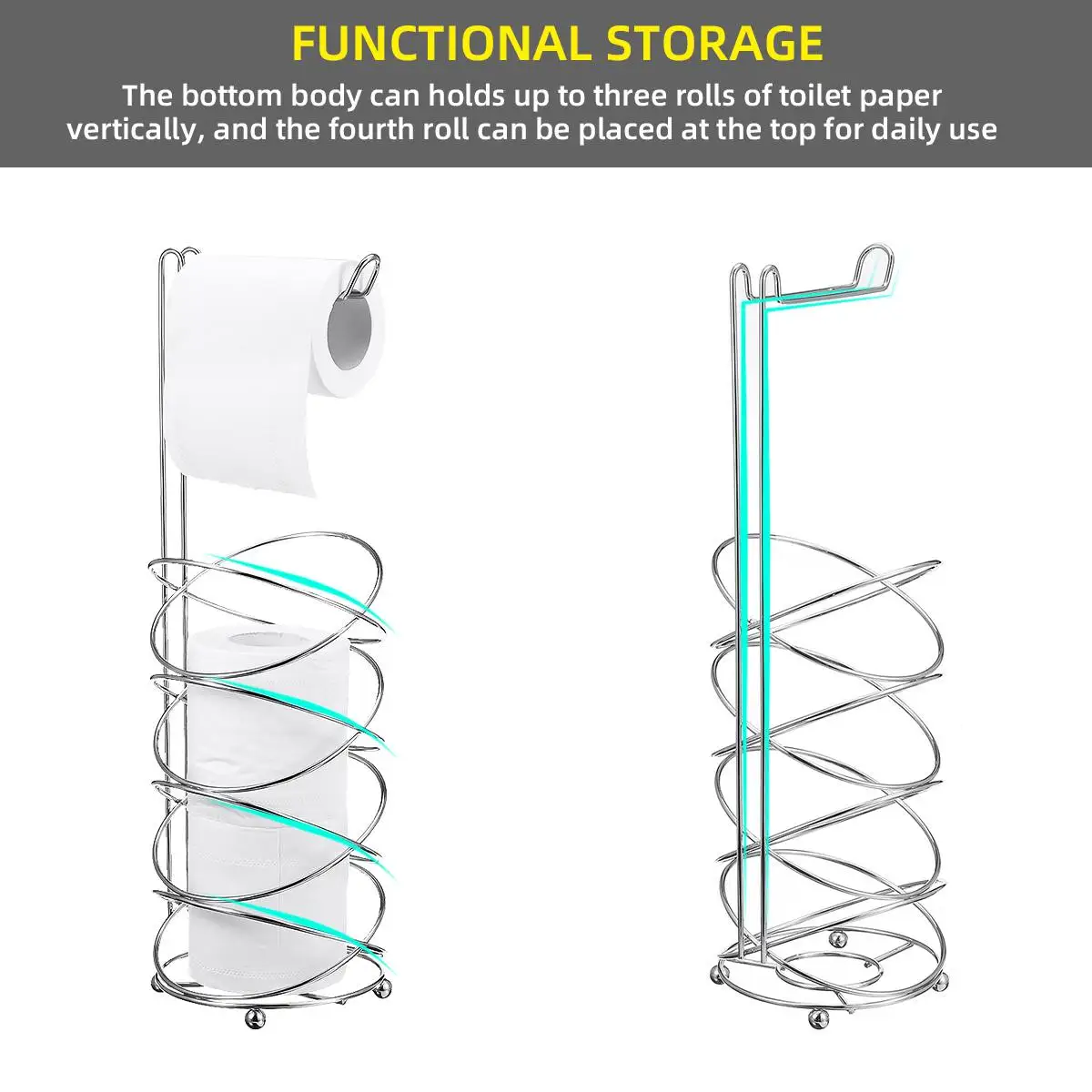 Paper Roll Stand Storage Toilet-Paper-Holder-Stand-Reserve-Storage-Dispenser-Free-Standing-Holder-Bathroom-Roll-Tissue-Chrome
Paper Roll Stand Storage Toilet-Paper-Holder-Stand-Reserve-Storage-Dispenser-Free-Standing-Holder-Bathroom-Roll-Tissue-Chrome