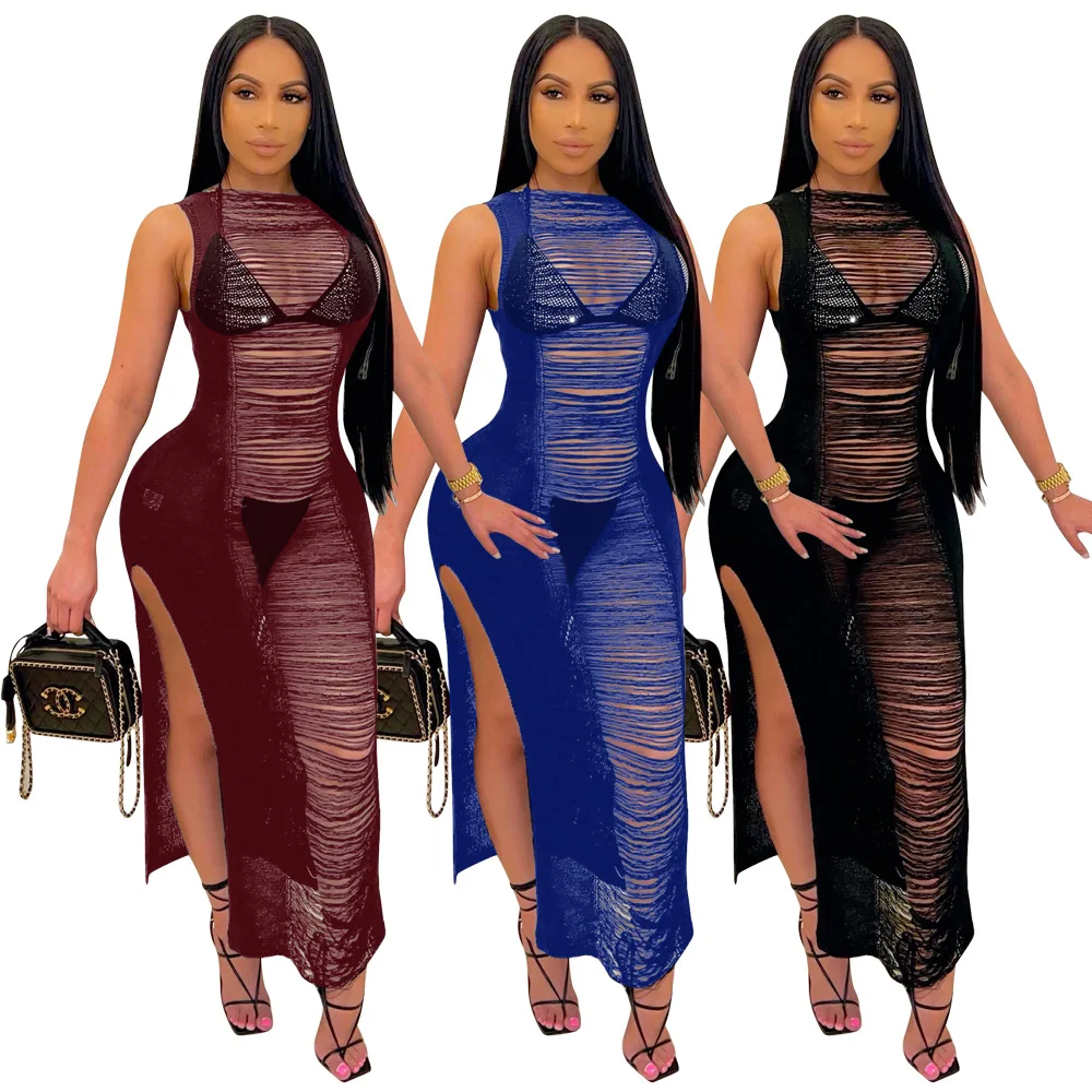 HAOOHU Women's Clothing New Style Summer Sexy Women's clothing Pure Color Transparent Fashion Burnt Flower Split Dress
HAOOHU Women's Clothing New Style Summer Sexy Women's clothing Pure Color Transparent Fashion Burnt Flower Split Dress