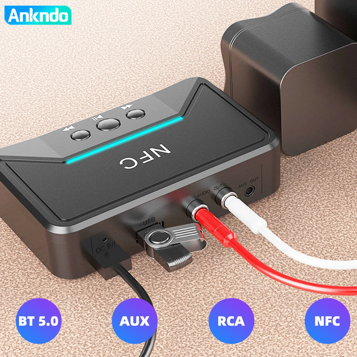 ANKNDO NFC 5.0 Bluetooth Audio Receiver Transmitter BT 5.0 Usb AUX 3.5mm Rca Jack Wireless Audio Adapter For Car TV PC Speaker
ANKNDO NFC 5.0 Bluetooth Audio Receiver Transmitter BT 5.0 Usb AUX 3.5mm Rca Jack Wireless Audio Adapter For Car TV PC Speaker