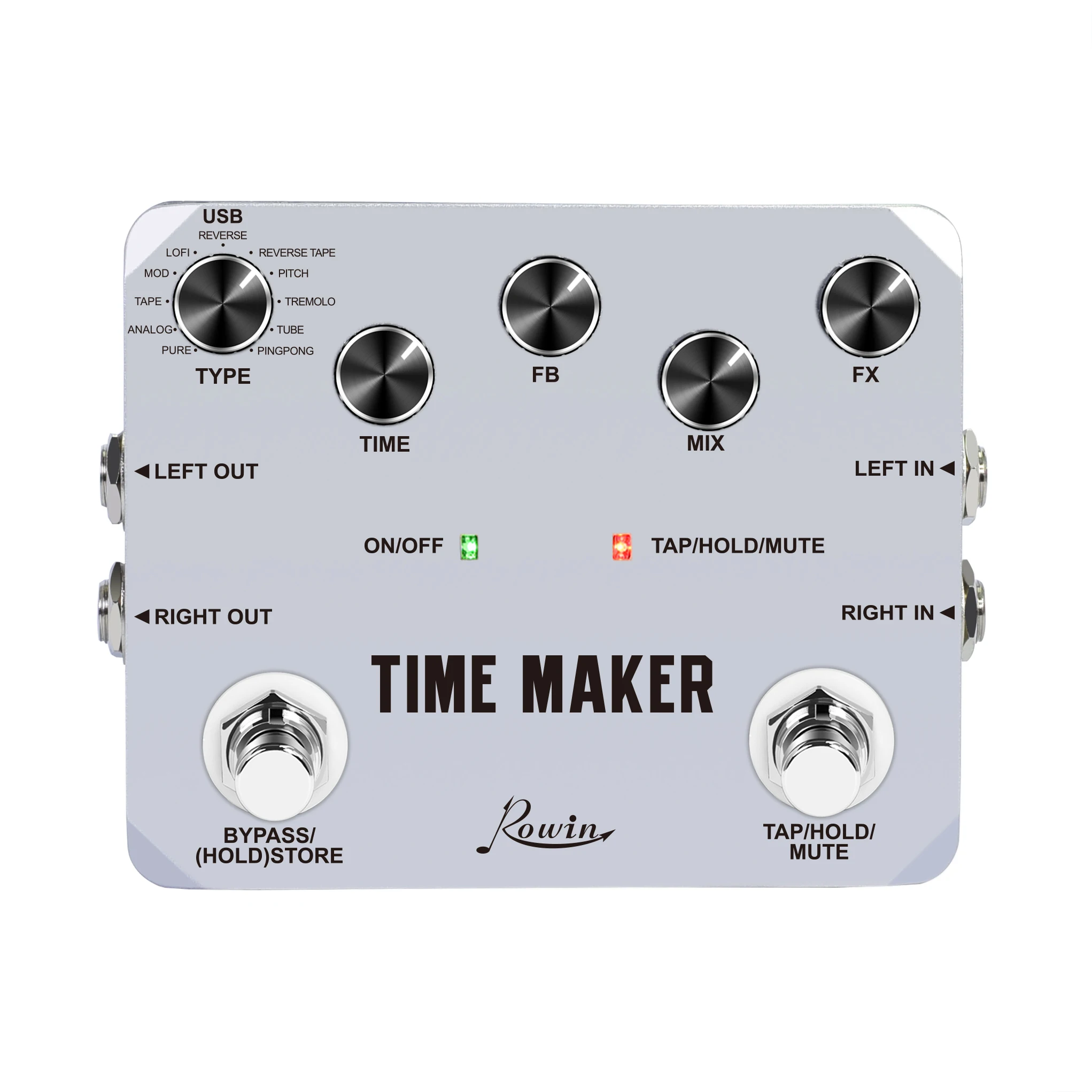 Rowin гитары Time Maker задержки педаль 11 видов конечной бас гитара эффект с Tap Tempo