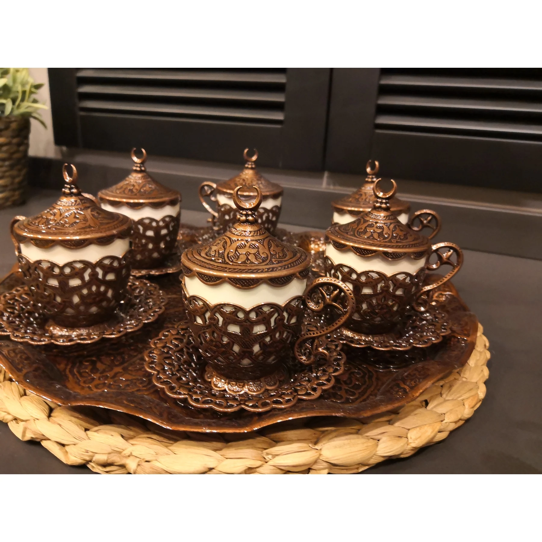 Набор медных чашек для турецкого арабского чая кофе эспрессо 6 шт. соусы с