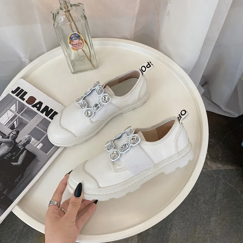 Brand 2021 New Women's Oxford Shoes Rhinestone Square Buckle Loafers Woman Round Toe Thick Bottom Flats Lady Fashion Dress Shoes
Brand 2021 New Women's Oxford Shoes Rhinestone Square Buckle Loafers Woman Round Toe Thick Bottom Flats Lady Fashion Dress Shoes