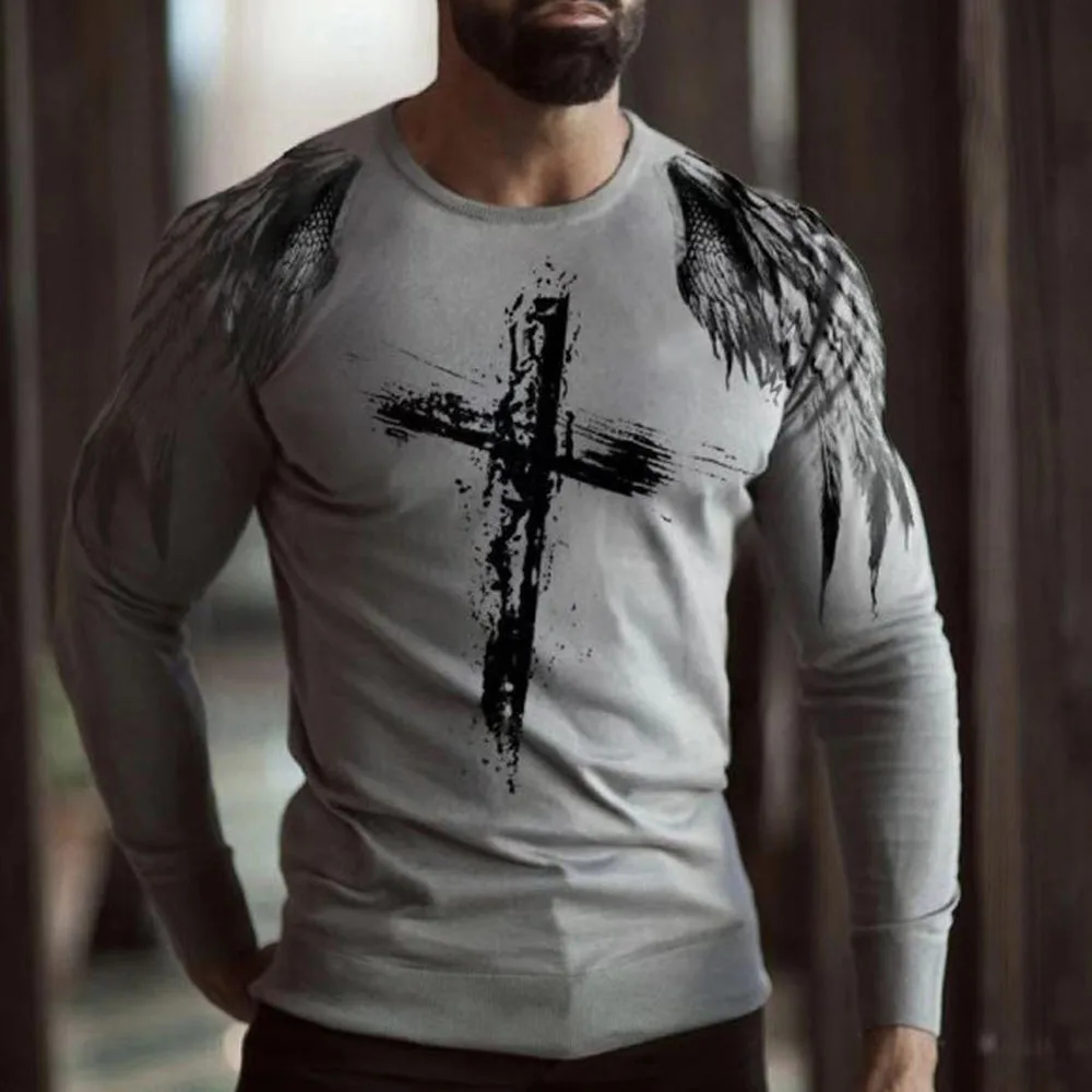 Men T-shirt Printed Cross Long Sleeve Round Neck Top Casual Slim Pullover Cool Street Shooting 2021 African Europe Plus Size
Men T-shirt Printed Cross Long Sleeve Round Neck Top Casual Slim Pullover Cool Street Shooting 2021 African Europe Plus Size