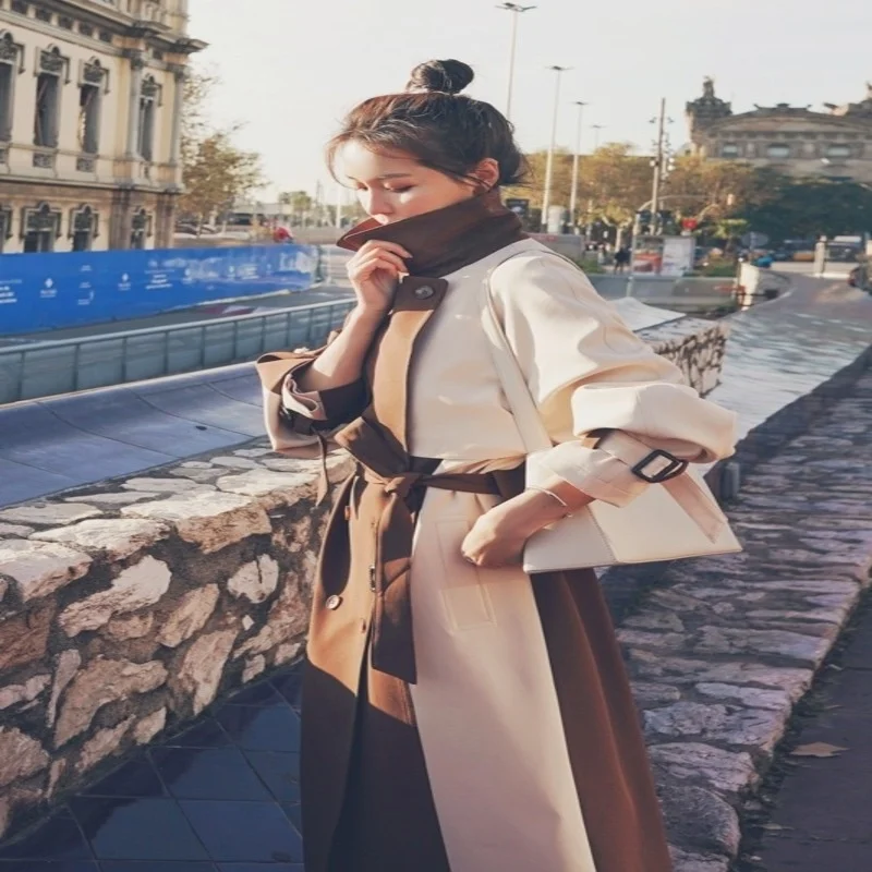 Color stand collar windbreaker women's knee length 2021 spring and autumn new British Hepburn thin coat
Color stand collar windbreaker women's knee length 2021 spring and autumn new British Hepburn thin coat