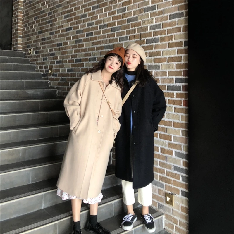 Wool Coat Women Long Sleeve Collar Outwear Long Jacket Korean Casual Winter Elegant Overcoat Women Woolen Coat 
Wool Coat Women Long Sleeve Collar Outwear Long Jacket Korean Casual Winter Elegant Overcoat Women Woolen Coat