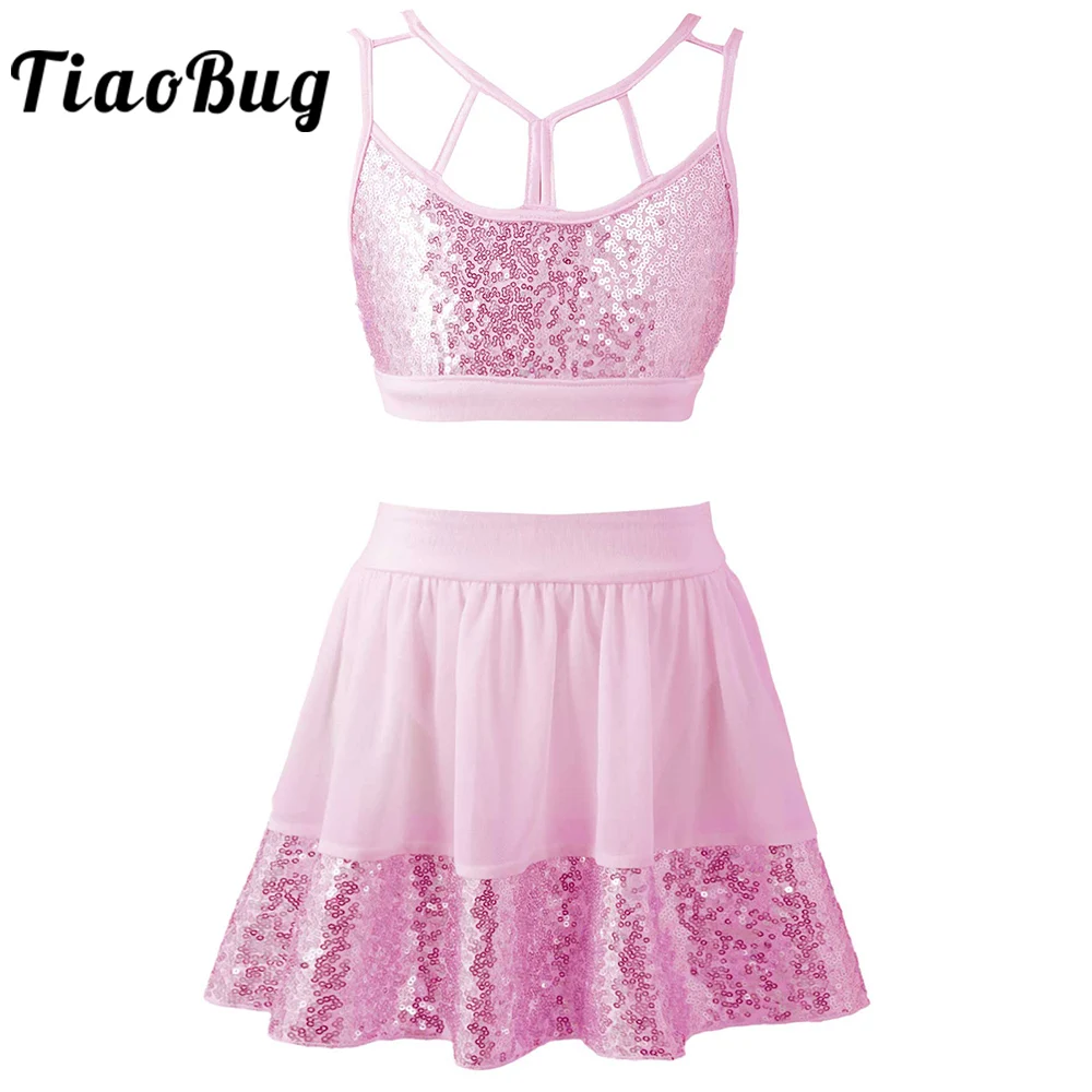 Girls Ballet Dance Costumes Kids Sequins Patchwork Lyrical Jazz Stage Performance Modern Dance Wear Crop Top Skirt Clothes Set
Girls Ballet Dance Costumes Kids Sequins Patchwork Lyrical Jazz Stage Performance Modern Dance Wear Crop Top Skirt Clothes Set