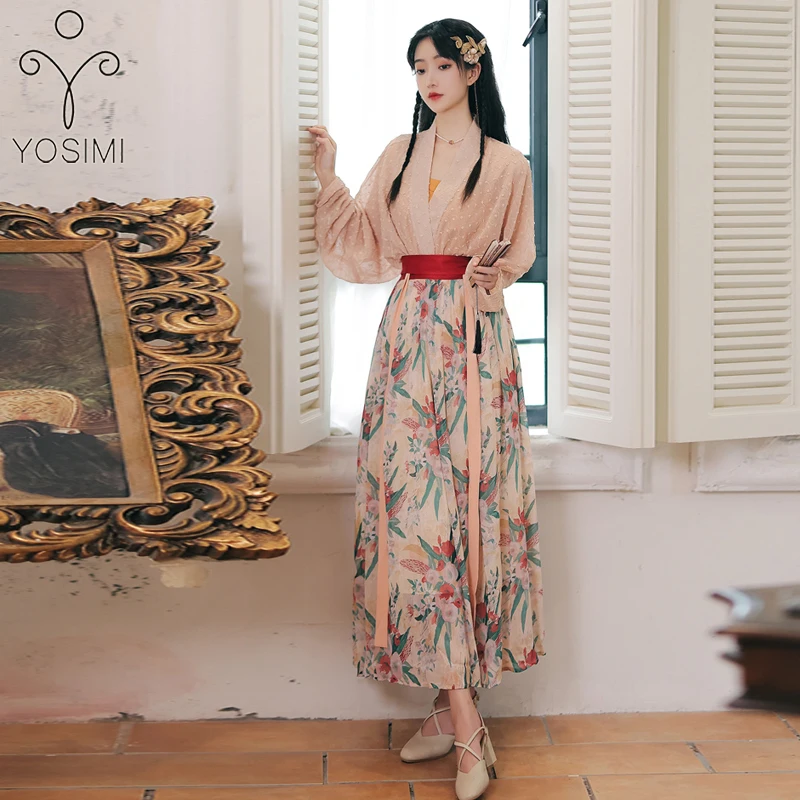 YOSIMI Elegant 3 Piece Outfits Flower Print Chinese Style Hanfu Sashes V-neck Long Sleeve Evening Party Long Women Dress Pink
YOSIMI Elegant 3 Piece Outfits Flower Print Chinese Style Hanfu Sashes V-neck Long Sleeve Evening Party Long Women Dress Pink