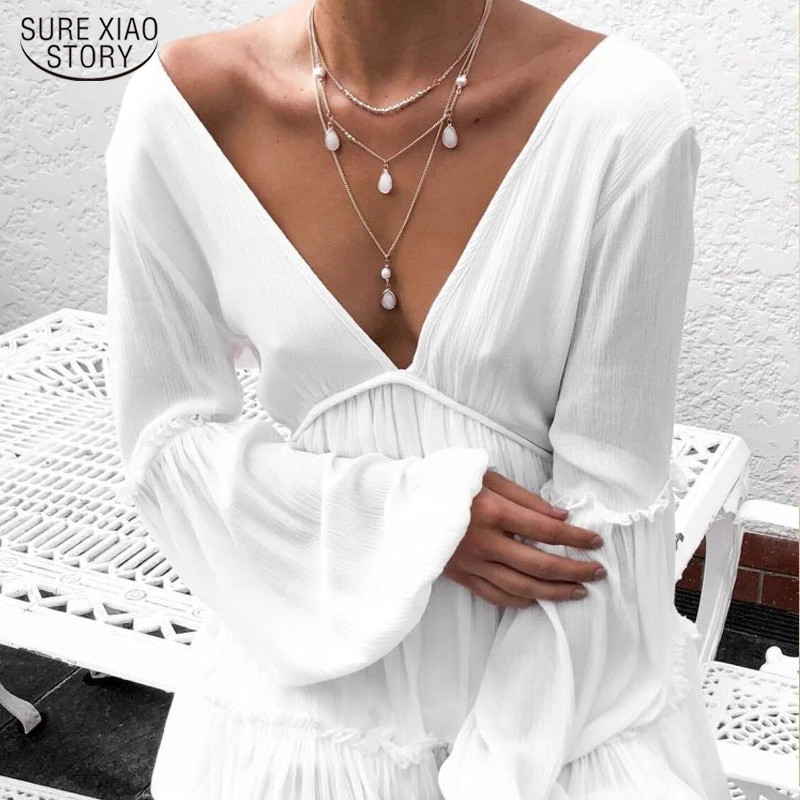 White Lantern Sleeve Dress for Women Sexy V-neck Mini Dress Chiffon Above Knee Dresses Party Summer Clothes New Vestidos 17004
White Lantern Sleeve Dress for Women Sexy V-neck Mini Dress Chiffon Above Knee Dresses Party Summer Clothes New Vestidos 17004