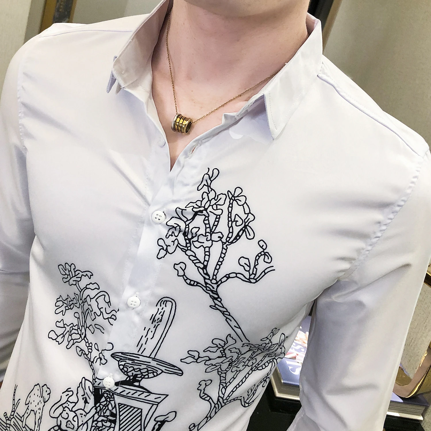 2020 Shirt Flower Men Long Sleeve Slim Fit Casual Men Shirt Black White Formal Business Dress Shirts Camisa Social Masculina 
2020 Shirt Flower Men Long Sleeve Slim Fit Casual Men Shirt Black White Formal Business Dress Shirts Camisa Social Masculina