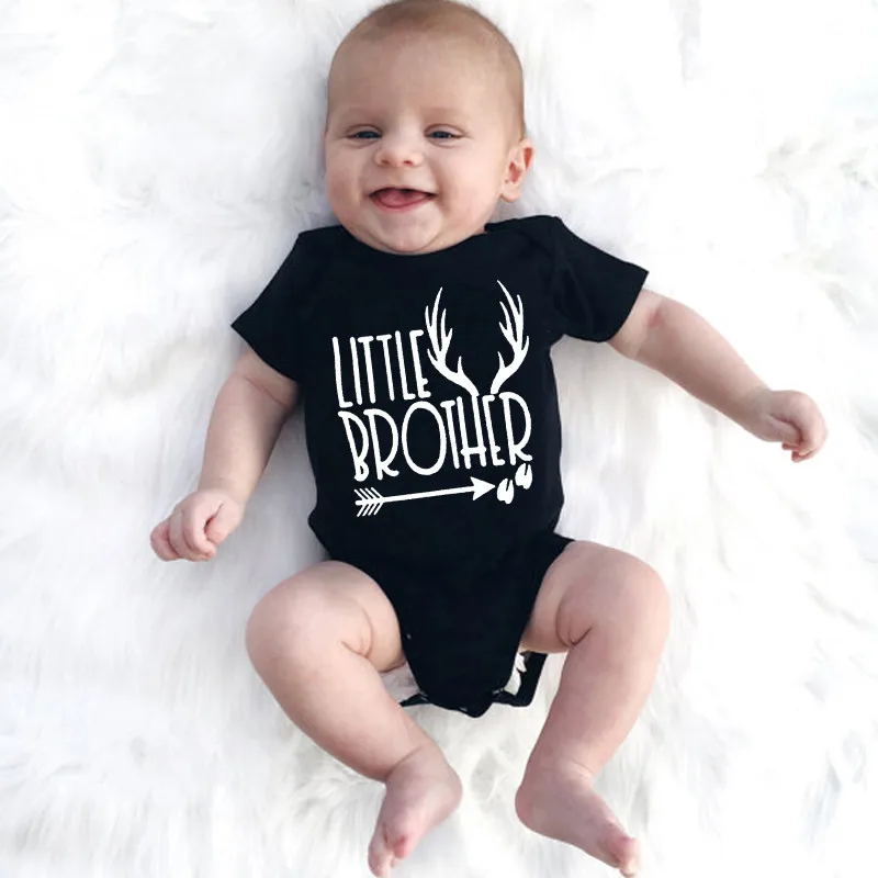 

2020 New Cool Black Matching Deer Baby Boy Little Brother Romper Jumpsuit Kids Big Brother T-shirt Tops Tee Outfit Clothes