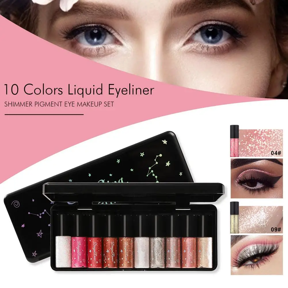 10 Colors Highly Pigmented Blendable Liquid Eyeliner Glitter Shimmer Pigment Eye Makeup Set
10 Colors Highly Pigmented Blendable Liquid Eyeliner Glitter Shimmer Pigment Eye Makeup Set