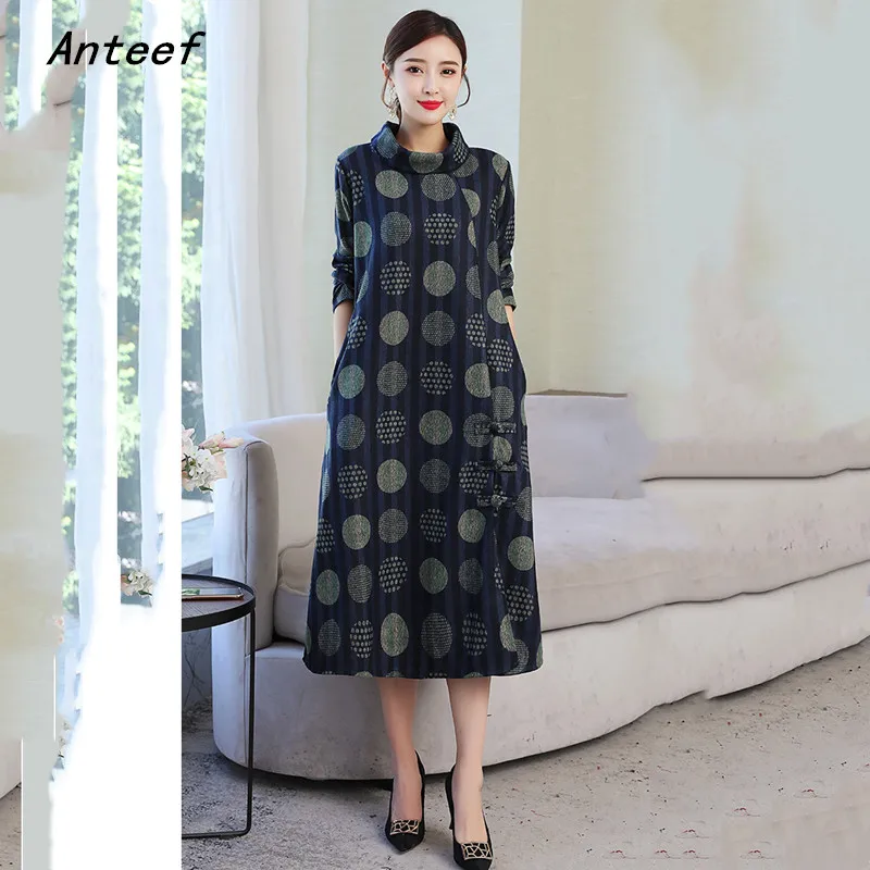 long sleeve cotton wool vintage Polka Dot dresses for women casual loose spring autumn winter dress elegant clothing 2021
long sleeve cotton wool vintage Polka Dot dresses for women casual loose spring autumn winter dress elegant clothing 2021