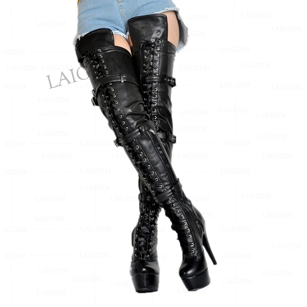 Женские сапоги до бедра на платформе DOBANER, Сапоги выше колена на тонком высоком каблуке, удобная обувь больших размеров 44, 46, 50, 52
Женские сапоги до бедра на платформе DOBANER, Сапоги выше колена на тонком высоком каблуке, удобная обувь больших размеров 44, 46, 50, 52