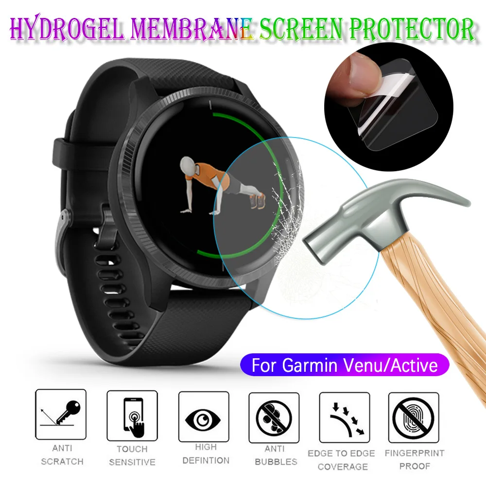 Мягкая прозрачная защитная пленка для Garmin Venu/Active Smartwatch полная крышка экрана (не