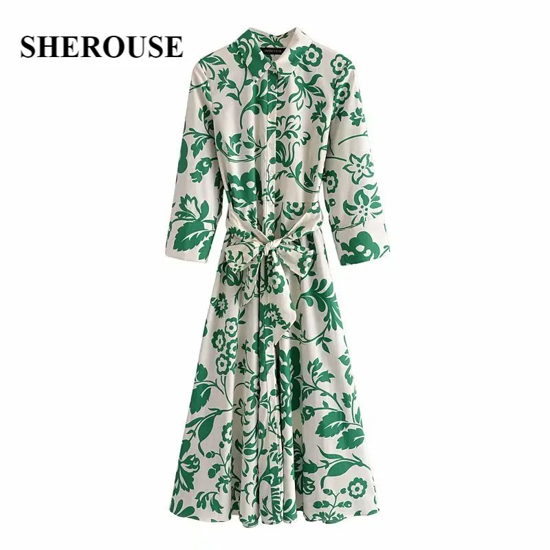 2021 Summer Dress Women Floral Printed Sashes Long Sleeve Midi Shirt Dress Chic Lady Casual Fashion Women Sundress
2021 Summer Dress Women Floral Printed Sashes Long Sleeve Midi Shirt Dress Chic Lady Casual Fashion Women Sundress