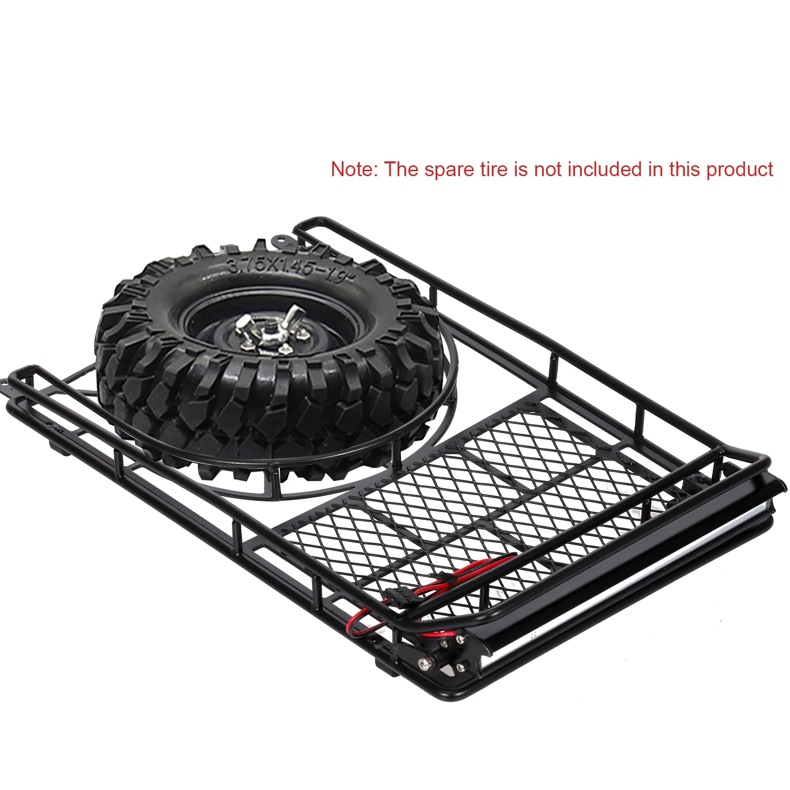 for 1/10 RC Rock Crawler Alloy Roof Rack Luggage with 10-LED Lights Bar Spare Tire Frame RC Accessories
for 1/10 RC Rock Crawler Alloy Roof Rack Luggage with 10-LED Lights Bar Spare Tire Frame RC Accessories