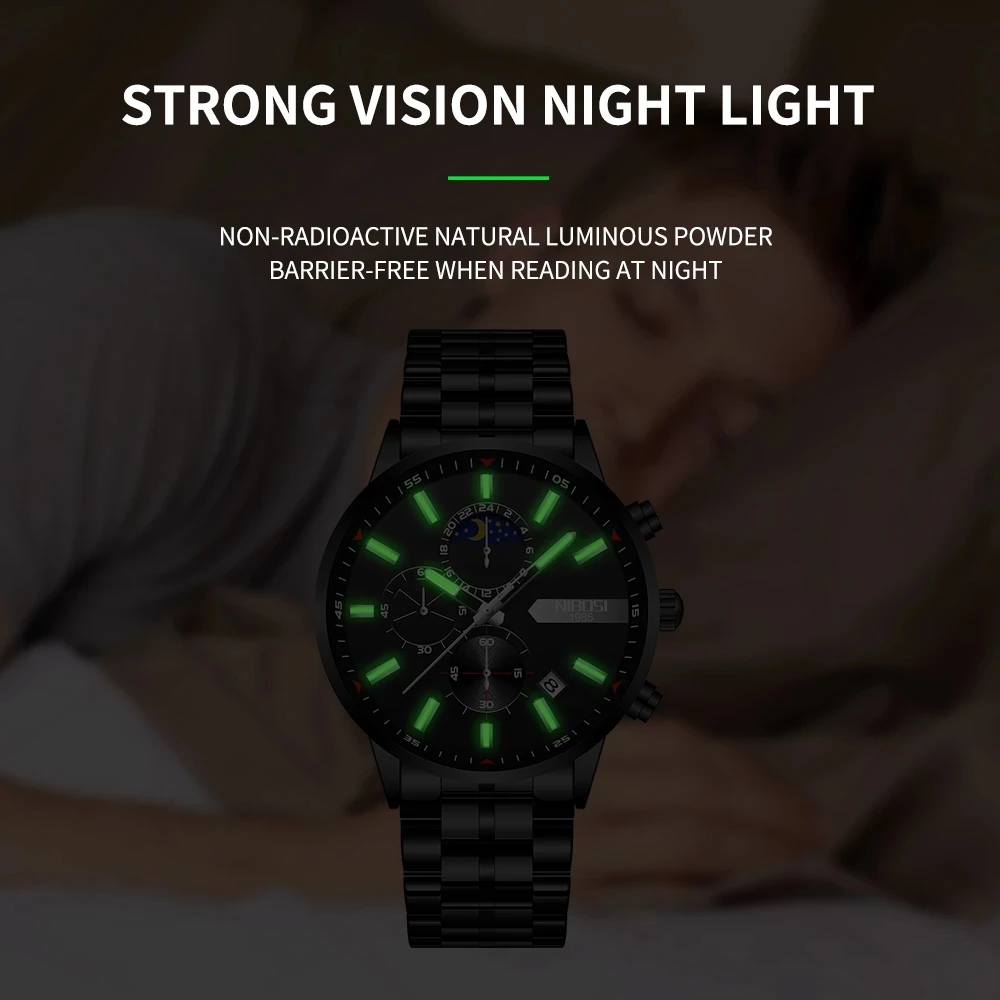 NIBOSI New Dark Black Silicone Strap Watches for Men Waterproof Luminous Chronograph Multifunction Luxry Brand Quartz Wristwatch
NIBOSI New Dark Black Silicone Strap Watches for Men Waterproof Luminous Chronograph Multifunction Luxry Brand Quartz Wristwatch