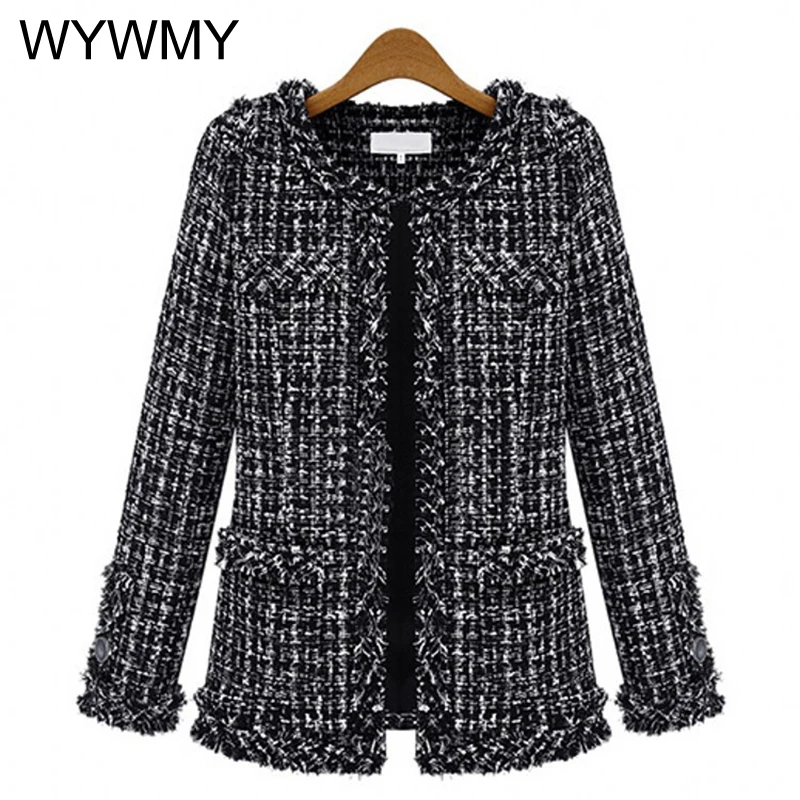 WYWMY Women Coat Tweed Casual Black White Plaid Jacket Outerwear Lady Fashion Chic Elegant Autumn Winter Jackets For Women 2021
WYWMY Women Coat Tweed Casual Black White Plaid Jacket Outerwear Lady Fashion Chic Elegant Autumn Winter Jackets For Women 2021