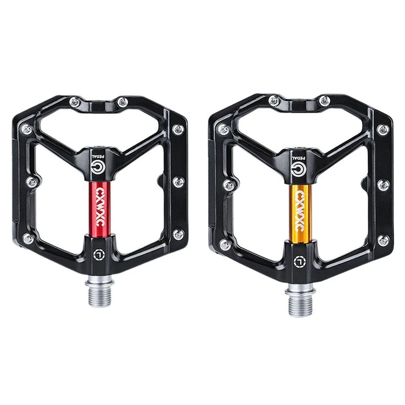 CXWXC 2 Pair Mountain Bike Pedals Flat Bike Pedals 3 Sealed Bearings Bicycle Pedals Platform Black, Gold & Red
CXWXC 2 Pair Mountain Bike Pedals Flat Bike Pedals 3 Sealed Bearings Bicycle Pedals Platform Black, Gold & Red