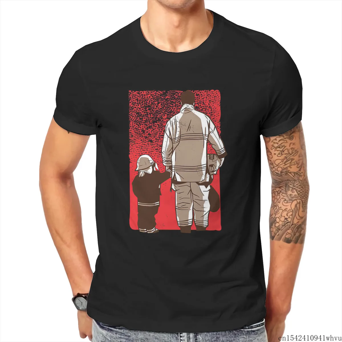 Fireman Dad Holding His Son Receding Figure with Short Sleeves Men T Shirt Unisex Summer Trend Lycra O-neck Casual Size M-5XL
Fireman Dad Holding His Son Receding Figure with Short Sleeves Men T Shirt Unisex Summer Trend Lycra O-neck Casual Size M-5XL