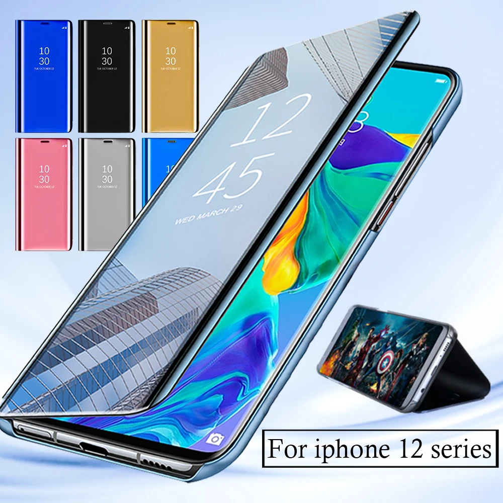 Для iphone 12 чехол iphone12 pro max Мини iphone12case 12pro 5g 2020 iphone12pro зеркальный Чехол-книжка с