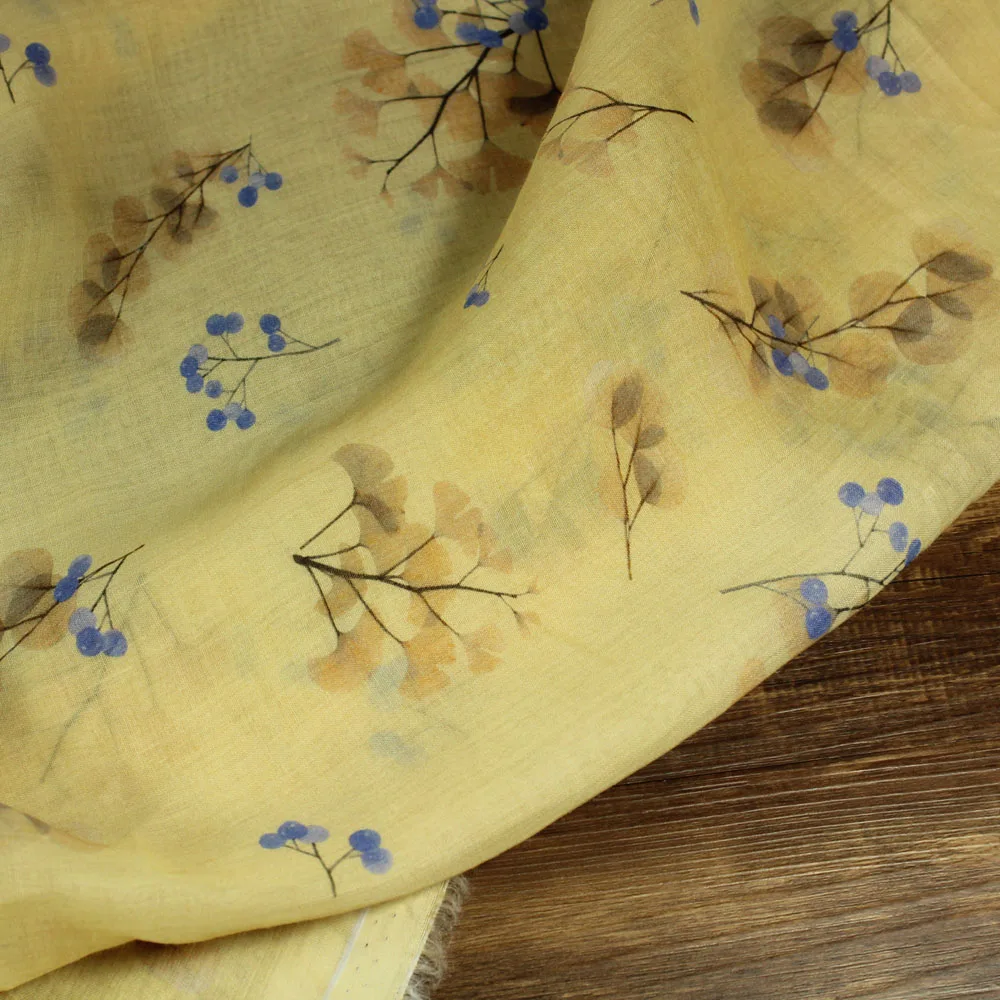 High quality ramie patchwork Ginkgo leaves fabrics Dress cheongsam accessories sewing 
High quality ramie patchwork Ginkgo leaves fabrics Dress cheongsam accessories sewing