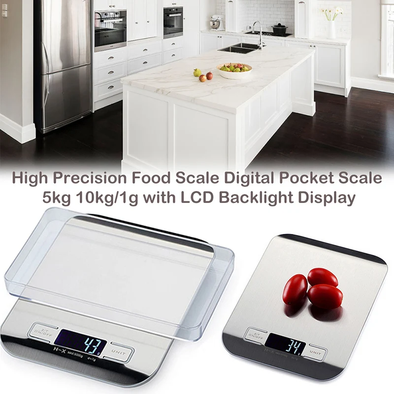 Kitchen Scale Food Digital Stainless Steel Weighing Accessories 11LB / 5000g Household Electronic | Инструменты