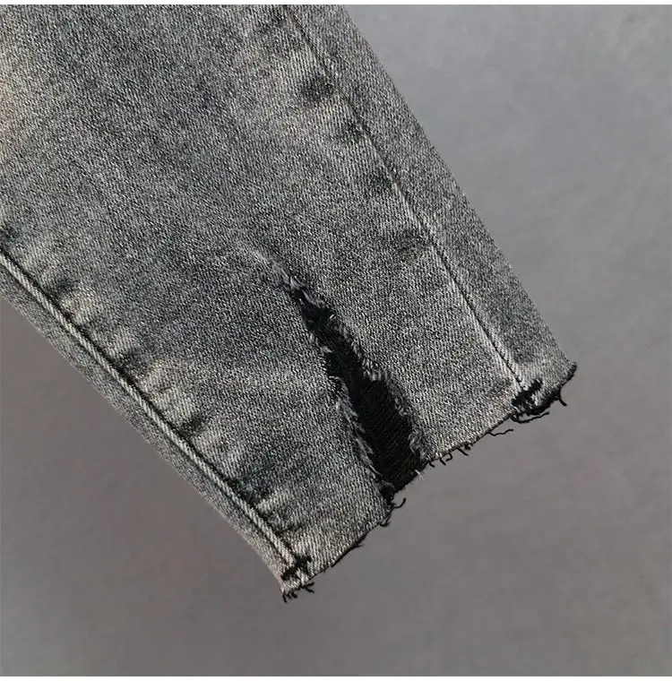 2021 Spring Summer European Fake Ripped Rhinestone Jeans Fashionable New High Waist Denim Pants Slim Fit Tight Elastic Trousers
2021 Spring Summer European Fake Ripped Rhinestone Jeans Fashionable New High Waist Denim Pants Slim Fit Tight Elastic Trousers