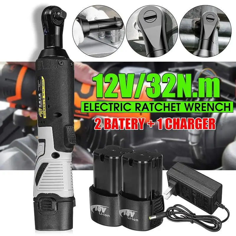 Electric Wrench 3/8" Cordless Ratchet 12V Rechargeable Scaffolding Right Angle Wrench Tool with 1/2 Battery Charger Kit
Electric Wrench 3/8" Cordless Ratchet 12V Rechargeable Scaffolding Right Angle Wrench Tool with 1/2 Battery Charger Kit