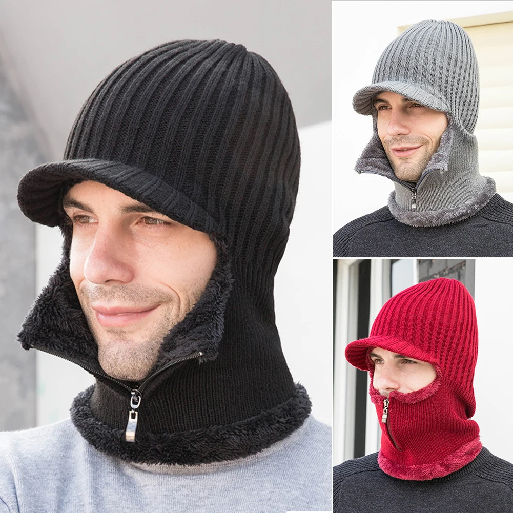 Men Women Autumn Winter Warm Knitted Hat Ear Protection with Brim Solid Color Soft Thick Zipper Thermal Visors Cap Soft Durable
Men Women Autumn Winter Warm Knitted Hat Ear Protection with Brim Solid Color Soft Thick Zipper Thermal Visors Cap Soft Durable