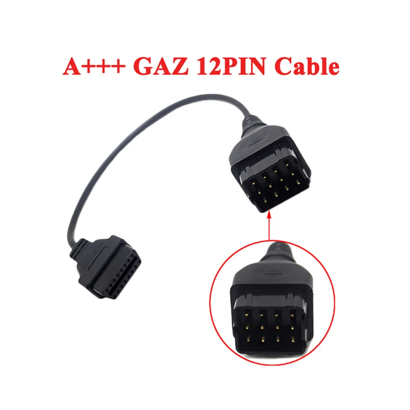 

Tool A++ Quality Converter Cable GAZ 12 Pin 12Pin Male To OBD DLC 16 Pin 16Pin Female OBD2 OBDII Car Diagnostic Tool Adapter