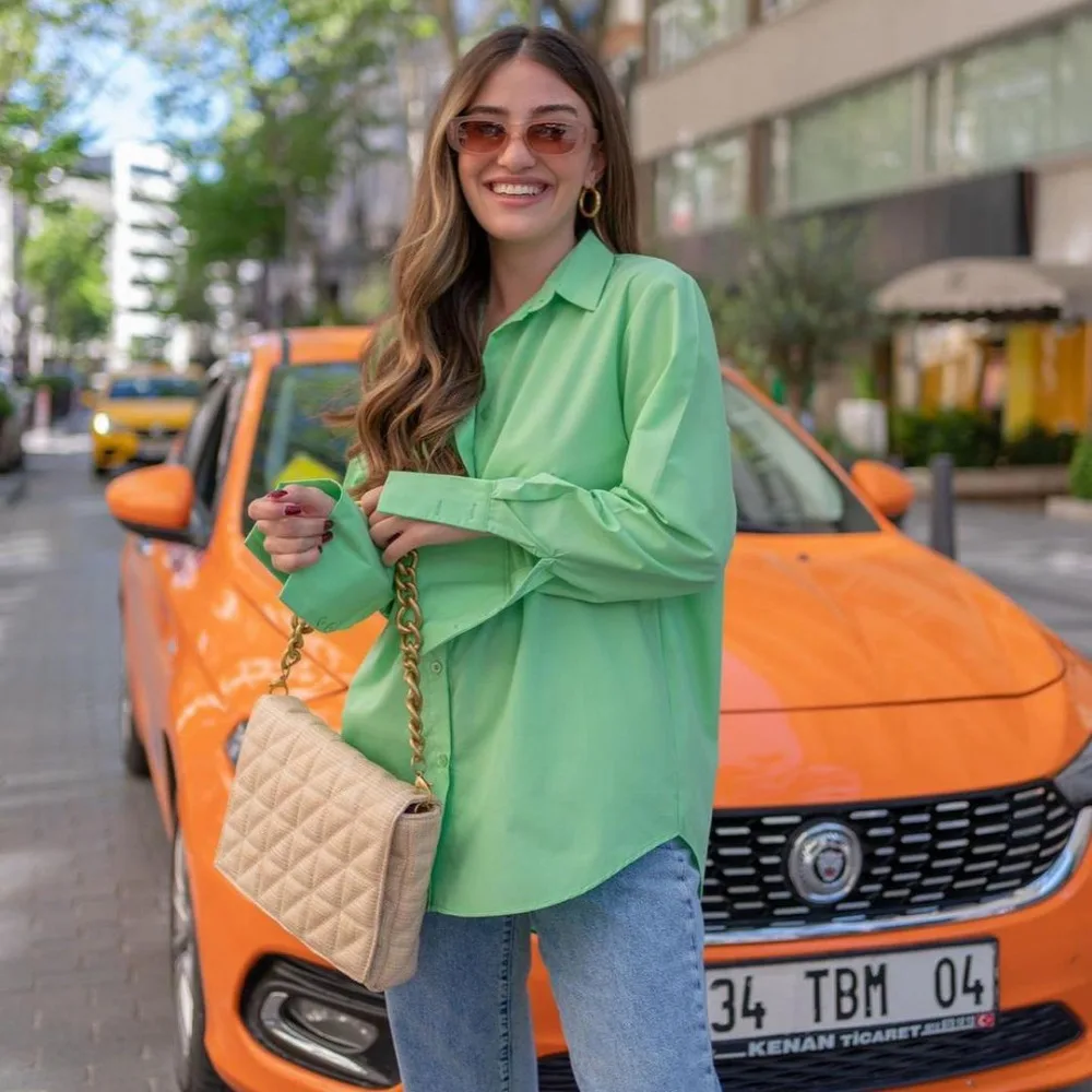 Elegant Solid Green Buttons Up Blouse Shits Shirt Women 2021 Cool Style Holiday Fashion Shirts Female Long Top
Elegant Solid Green Buttons Up Blouse Shits Shirt Women 2021 Cool Style Holiday Fashion Shirts Female Long Top