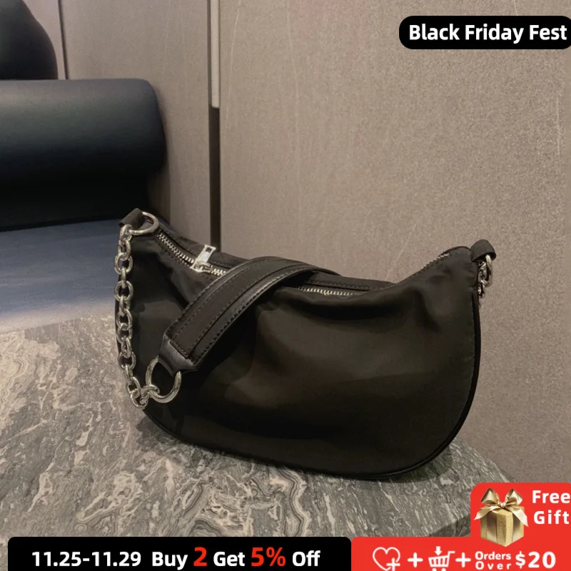 Простая Женская нейлоновая сумка под руку, модные женские черные сумки через плечо, винтажные дамские повседневные клатчи, сумки Bolsas 
Простая Женская нейлоновая сумка под руку, модные женские черные сумки через плечо, винтажные дамские повседневные клатчи, сумки Bolsas