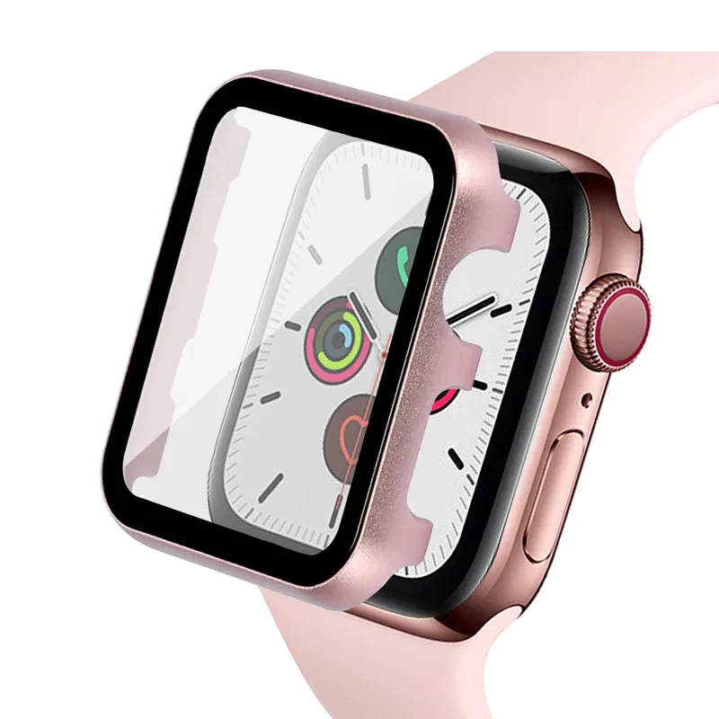 Металлический чехол и закаленное стекло для apple watch 42 мм 38 44 40 iwatch 5 4 3 2 1 защитный