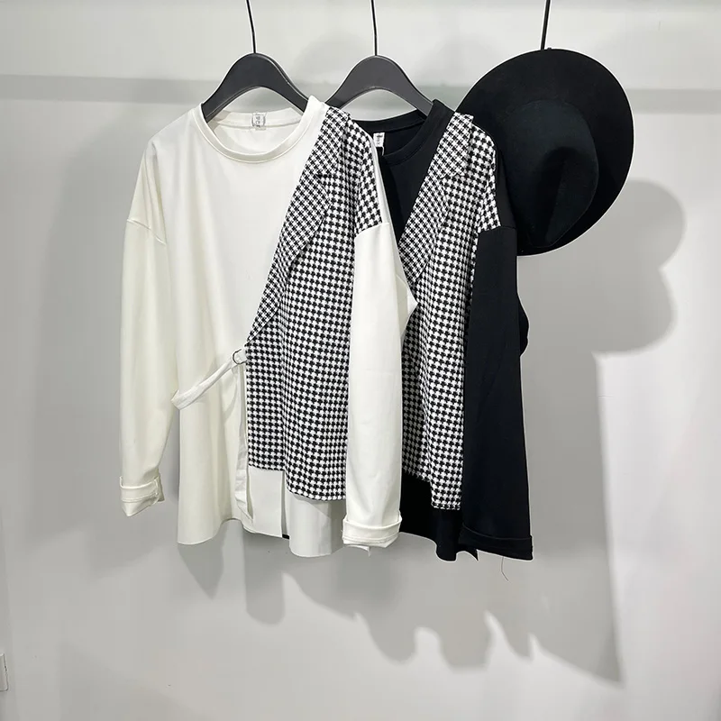 Men's Long-Sleeve T-Shirt Spring And Autumn New Personality False Two Plaid Splicing Leisure Loose Large Size Jacket
Men's Long-Sleeve T-Shirt Spring And Autumn New Personality False Two Plaid Splicing Leisure Loose Large Size Jacket