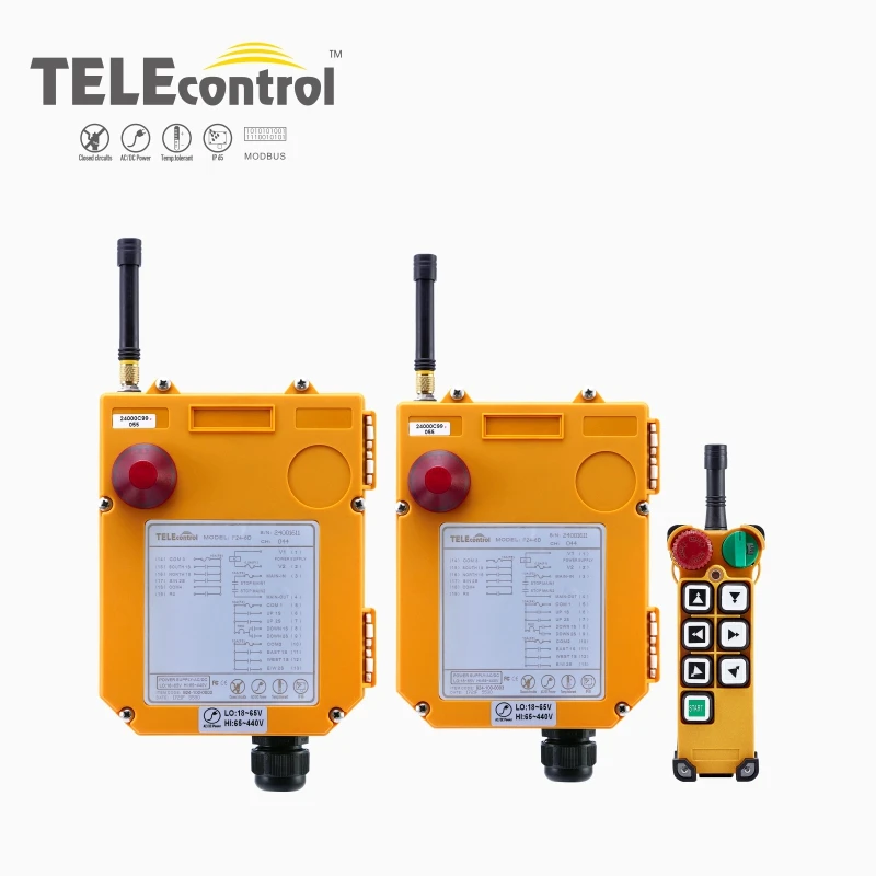 

UTING CE FCC F24-6D (1 Transmitter+2 Receiver) Industrial Wireless Radio Double Speed 6 Buttons Remote Control for Hoist Crane