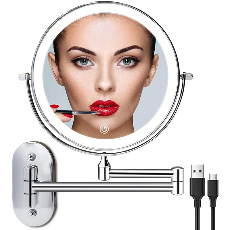 Rechargeable Wall Mounted Lighted Makeup Vanity Mirror 8 Inch Double Sided 1X 10X Magnifying Bathroom Mirror
Rechargeable Wall Mounted Lighted Makeup Vanity Mirror 8 Inch Double Sided 1X 10X Magnifying Bathroom Mirror