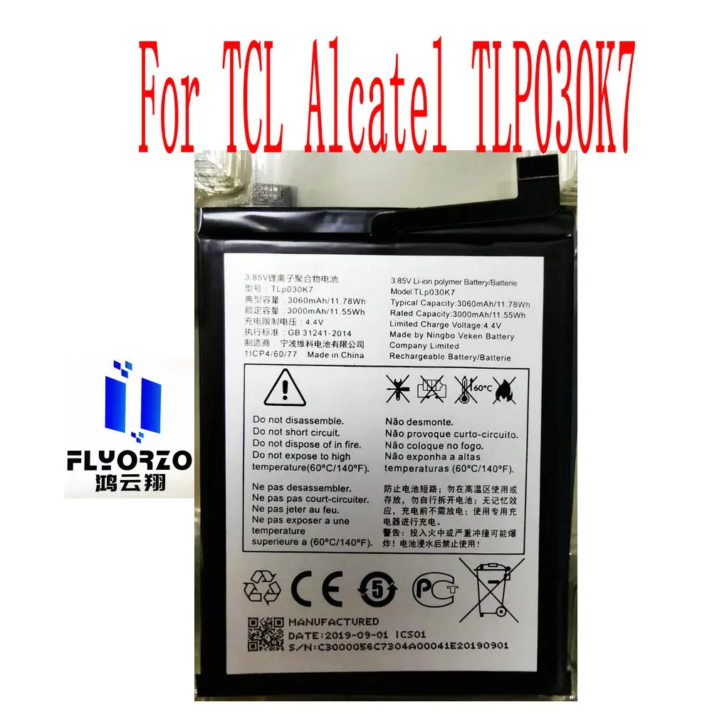 100% New High Quality 3060mAh TLP030K7 Battery For Alcatel 1S 2019 5024D 5024A 5024J Mobile Phone
100% New High Quality 3060mAh TLP030K7 Battery For Alcatel 1S 2019 5024D 5024A 5024J Mobile Phone