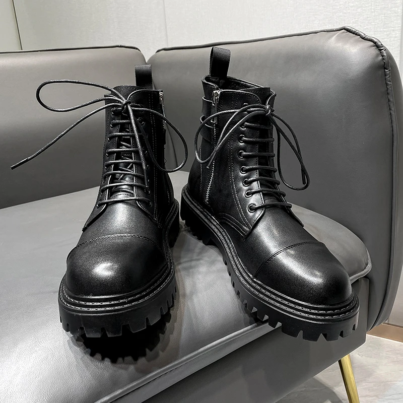 Street Style Men Black Martens Genuine Leather Shoes Size 38-44 Man Zipper Retro Platform Boots
Street Style Men Black Martens Genuine Leather Shoes Size 38-44 Man Zipper Retro Platform Boots