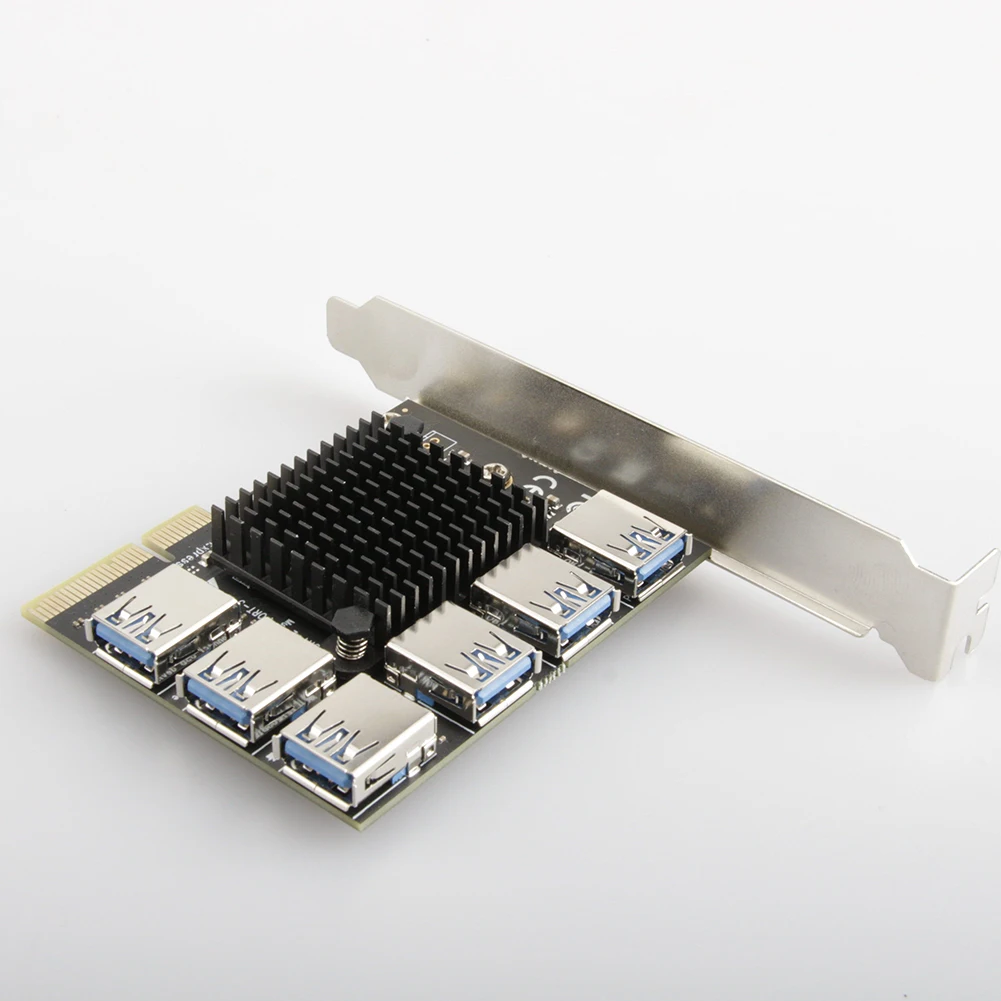 ASM1812 PCI-E 4X 1 to 6 USB 3.0 Port Riser for BTC Mining Miner PCI Express Multiplier Desktop Computer Expansion Card Adapter
ASM1812 PCI-E 4X 1 to 6 USB 3.0 Port Riser for BTC Mining Miner PCI Express Multiplier Desktop Computer Expansion Card Adapter