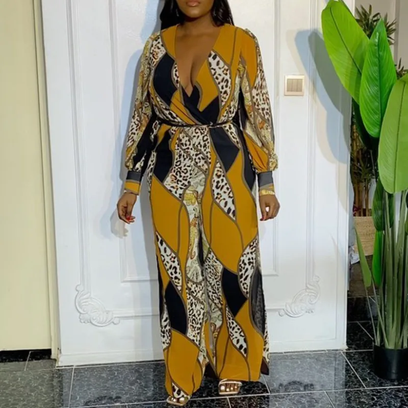 Женский комбинезон с длинным рукавом и V-образным вырезом, размеры до 5xl 
Женский комбинезон с длинным рукавом и V-образным вырезом, размеры до 5xl