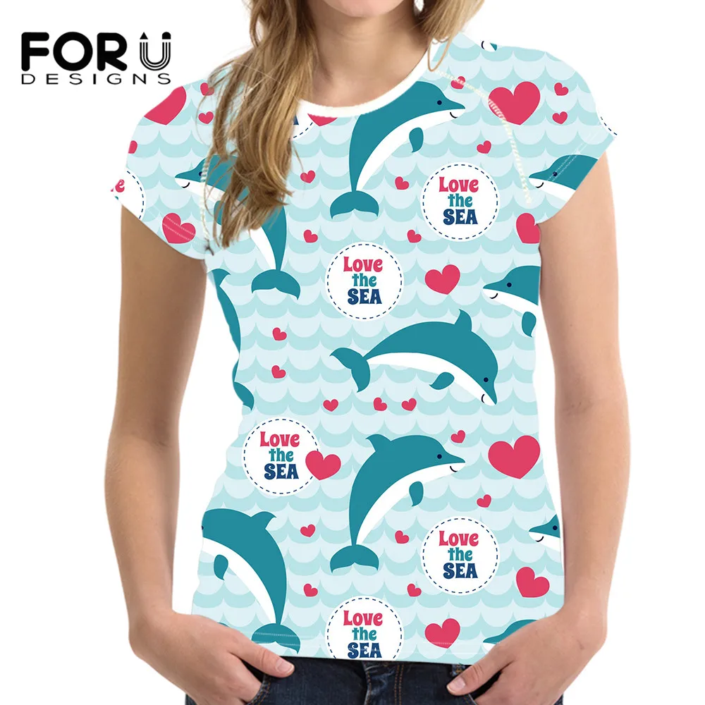 FORUDESIGNS T Shirt Women Cute Cartoon Dolphin Pattern Design Brand Ladies Tops O-Neck Short Sleeve Tee T-shirt for Girl 2021
FORUDESIGNS T Shirt Women Cute Cartoon Dolphin Pattern Design Brand Ladies Tops O-Neck Short Sleeve Tee T-shirt for Girl 2021