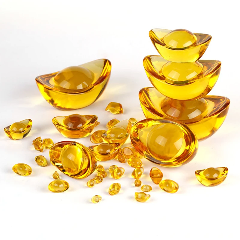 Golden Ingot Ornaments Home Lucky Decoration Crafts Cute Glass Crystal Ingots Beads Money Lucky Fortune Wealth Hot Sale New
Golden Ingot Ornaments Home Lucky Decoration Crafts Cute Glass Crystal Ingots Beads Money Lucky Fortune Wealth Hot Sale New