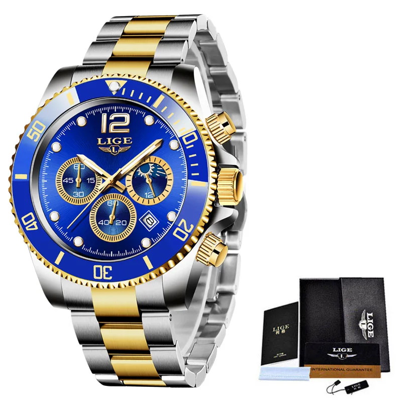 Watches Mens Top Brand Luxury Clock Casual Stainless Steel 24Hour Moon Phase Men Watch Sport Waterproof Quartz Chronograph
Watches Mens Top Brand Luxury Clock Casual Stainless Steel 24Hour Moon Phase Men Watch Sport Waterproof Quartz Chronograph