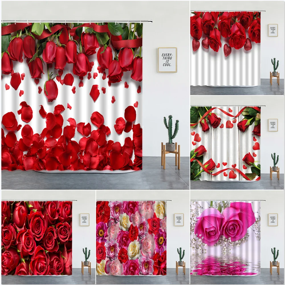 Red Rose Petal Shower Curtains Valentine's Day Decoration Beautiful Flowers Washable Fabric Bath Screen Bathroom Set with Hooks
Red Rose Petal Shower Curtains Valentine's Day Decoration Beautiful Flowers Washable Fabric Bath Screen Bathroom Set with Hooks